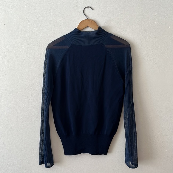 Alidio Michelli Blue Lightweight Sweater with Sheer Sleeves - Picture 6 of 7